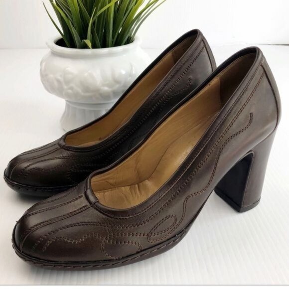 Dries Van Noten Shoes - Dries Van Noten Leather Pumps Round toe Block heel size 6.5